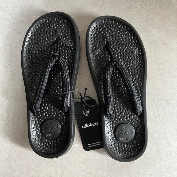 Allbirds Unisex Sugar Zeffer Black Flip Flop Sandals Unisex W14/M12 NWT - Picture 2 of 4